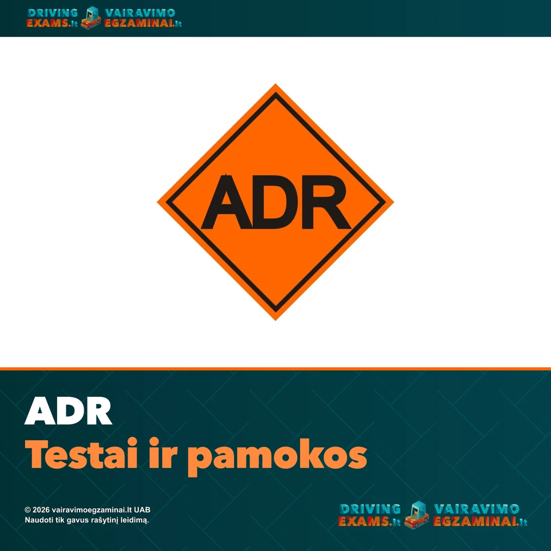 Oranžinis ADR mokymosi srities simbolis ir užrašas testai ir pamokos.